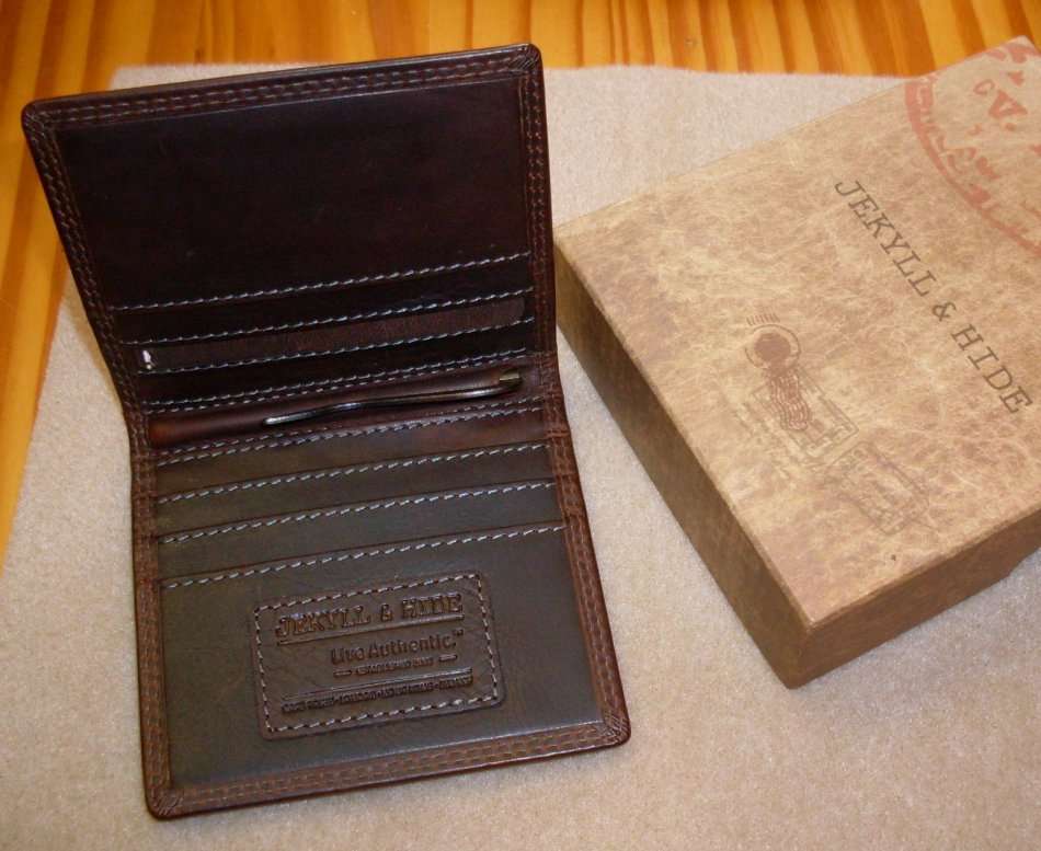 JEKYLL & HIDE Genuine Leather Mens Wallet with Metal Money / Note / Bill Clip