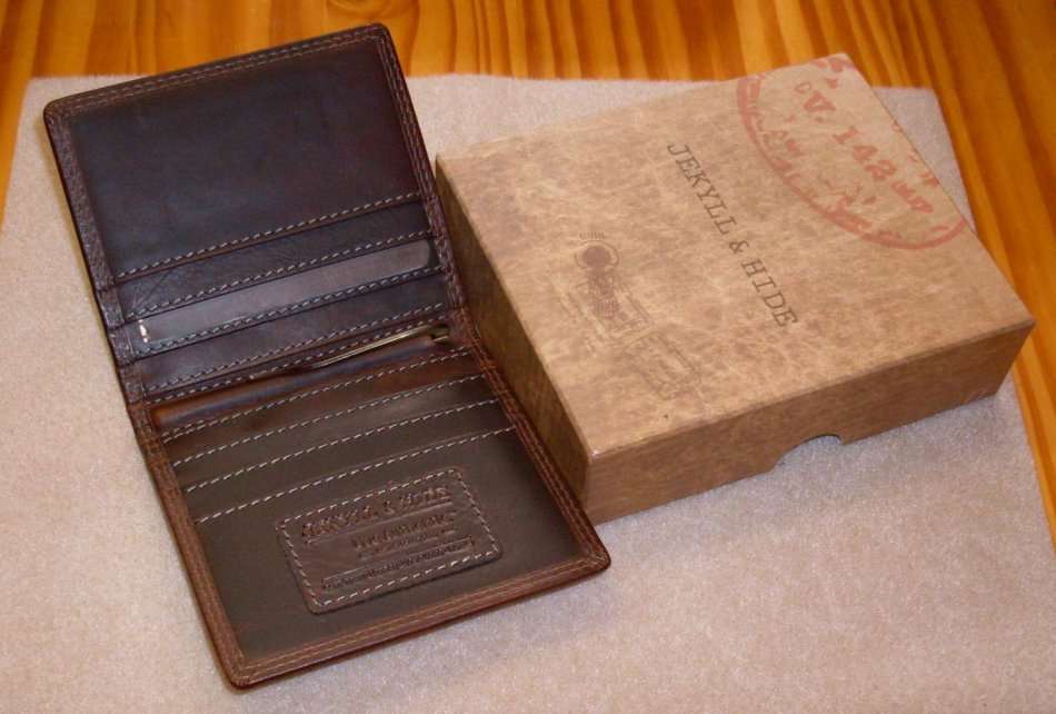 JEKYLL & HIDE Genuine Leather Mens Wallet with Metal Money / Note / Bill Clip
