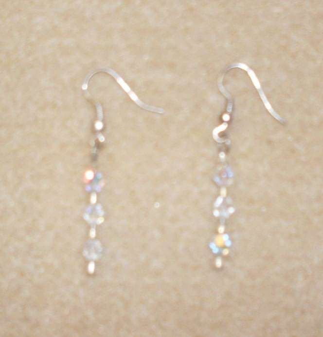 Vintage- 3 Strand Bicone Crystal Necklace and Swarovski Crystal Earrings .............