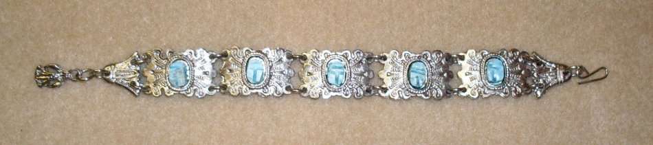 Vintage - Egyptian Scarab Bracelet - made in Egypt - Costume Jewelry