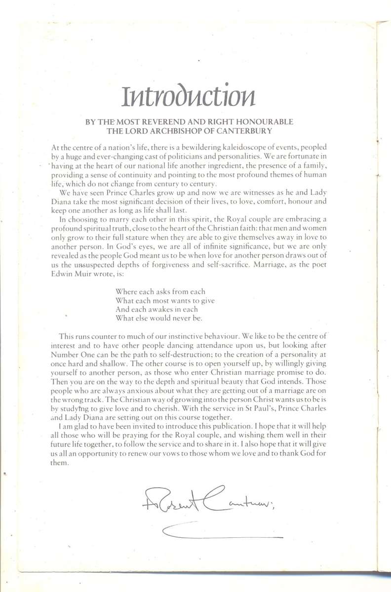 The Royal Wedding Official Programme - St Paul`s Cathedral 29 July 1981