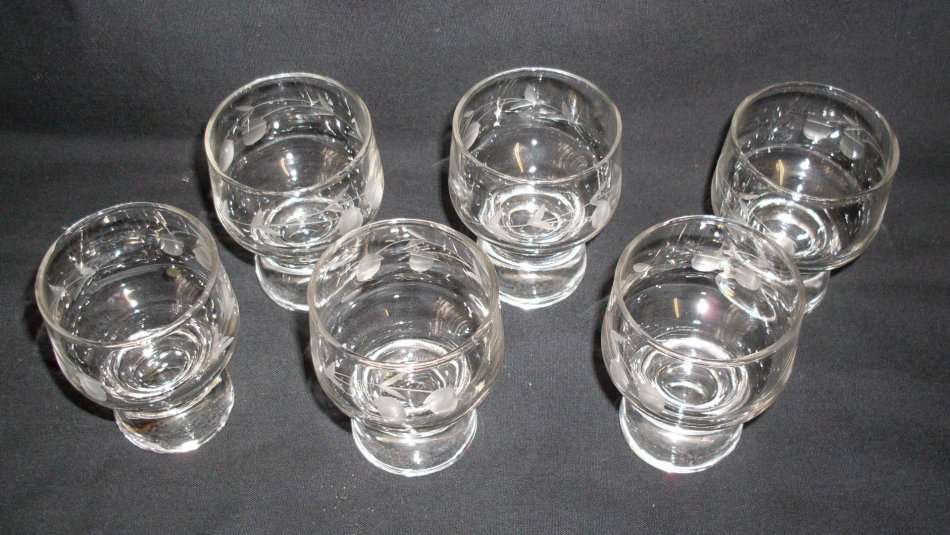 Vintage - 1980 - Set of 6 Ruby Cut Liqueur Glasses ...........................