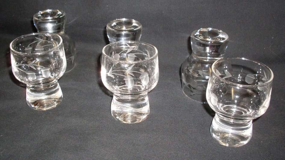 Vintage - 1980 - Set of 6 Ruby Cut Liqueur Glasses ...........................