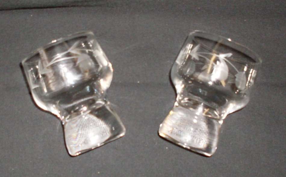 Vintage - 1980 - Set of 6 Ruby Cut Liqueur Glasses ...........................