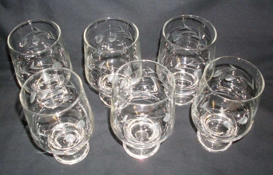 Vintage - 1980 - Set of 6 Ruby Cut Drinking Glasses ..................................