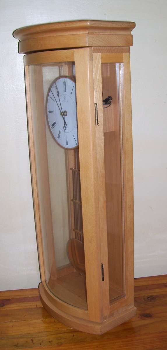 Free Standing / Mantel / Wall - Solid Wood and Glass Pendulum Clock .....................