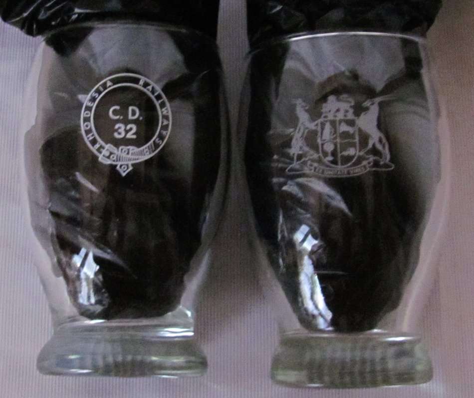 1970`s Rhodesia and South Africa Railway Drinking Glasses - Very Rare