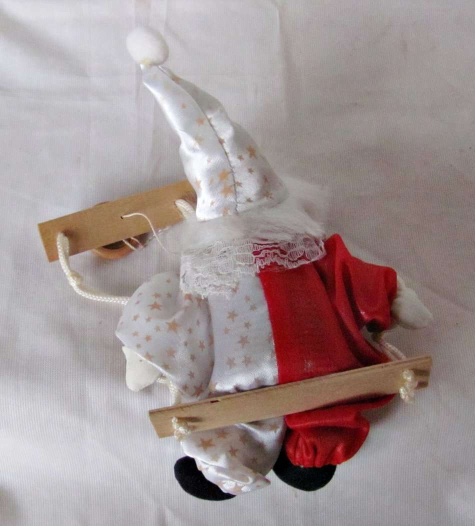 Vintage - Porcelain Clown on a Swing - 28cm from top to bottom