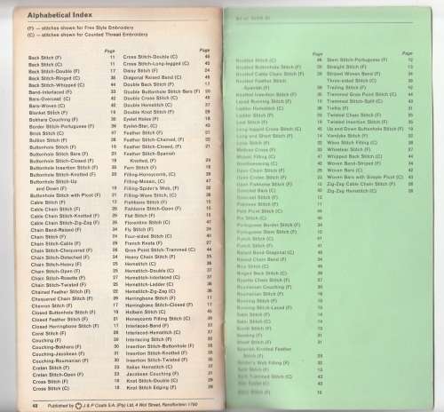 ANCHOR EMBROIDERY STITCHES - 100 Embroidery Stitches by J and P COATS 1967