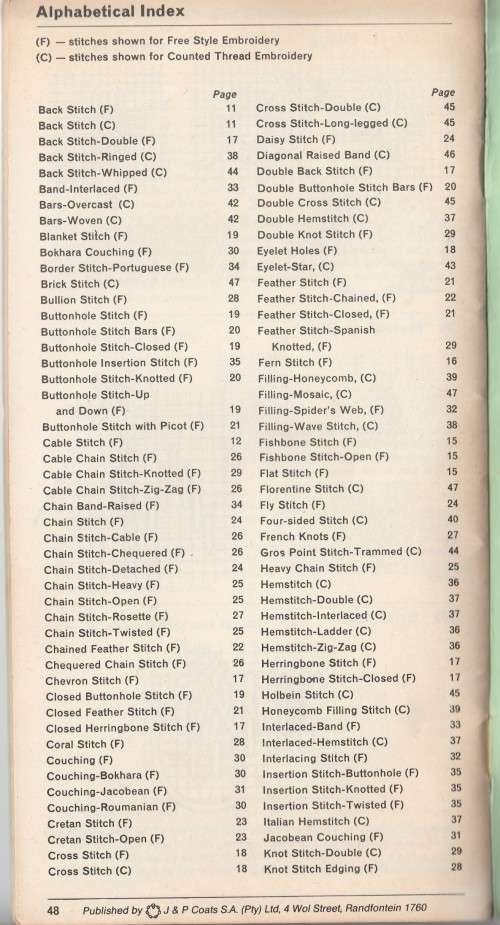ANCHOR EMBROIDERY STITCHES - 100 Embroidery Stitches by J and P COATS 1967