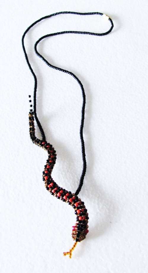 Handcrafted3D Beaded Snake Pendant Necklace