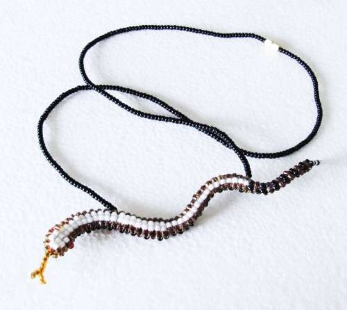 Handcrafted3D Beaded Snake Pendant Necklace