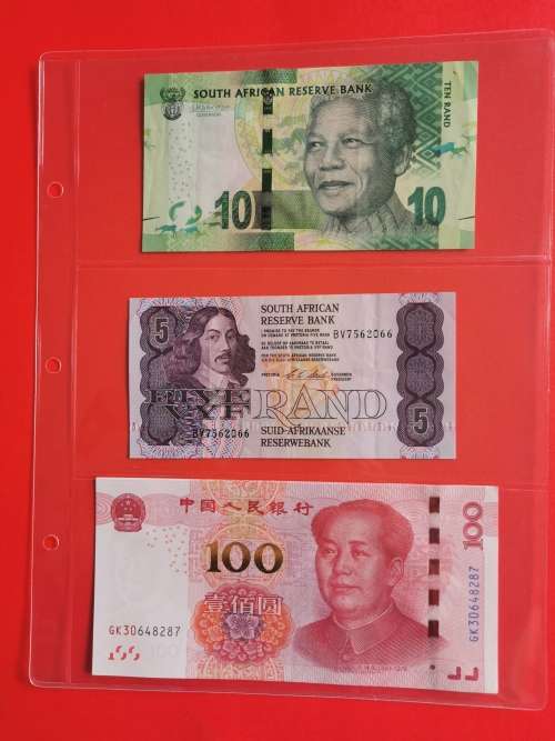 BANKNOTE PLASTIC PAGE, 3 POCKET PAGE, 80mm x 180mm (no money)