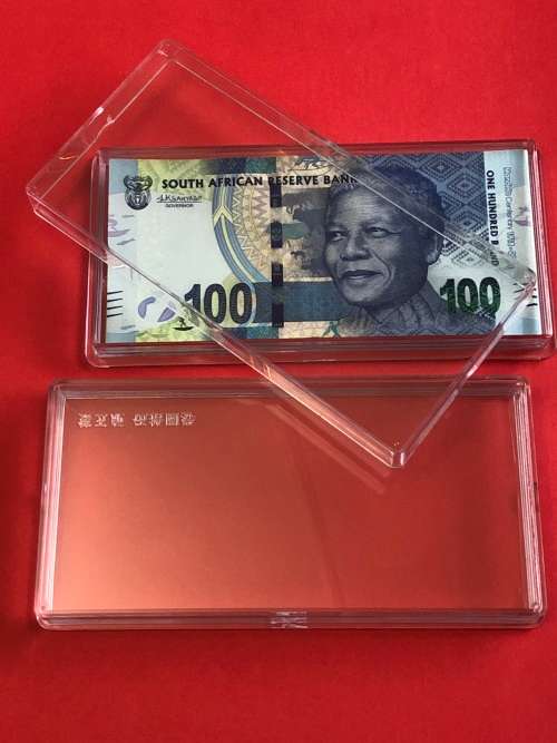 147mm x 71mm ,Banknote Clear Box. Fit 100 Rand Banknote