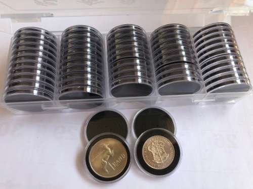38mm Coin Capsules,Box 55pcs.(Inner 33mm,28mm,23mm,18mm) No coins!