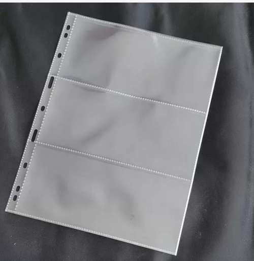 A4 Nine Holes, BANKNOTE Album PAGE, 3 POCKET.