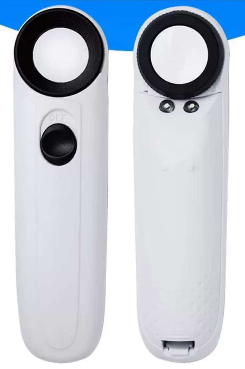 40x high-definition handheld magnifying glass with LED light source, high-power magnifying glass for