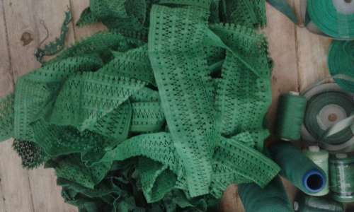 Whole lot Emerald green good quality lace, ribbons and cotton