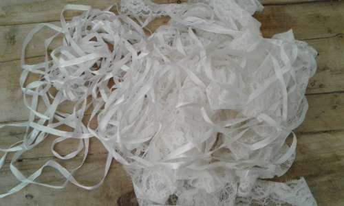 Whole lot of good quality pink,beige, white lace, ribbons, zip, cotton(check all pics)