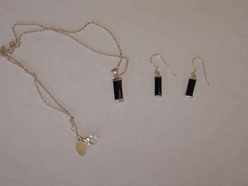Black silver-plated necklace with matching earrings