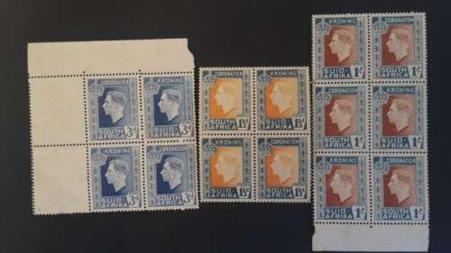 3 Blocks  coronation Mint  sacc no 72 / 73 / 74 MNH cv R200+++