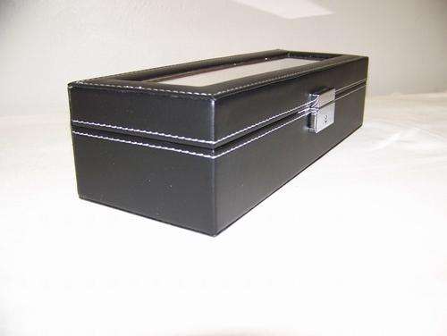 6 Watch black leatherette display case.