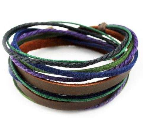 Handmade surfer Jewelry Hemp Brown Leather Bracelet unisex