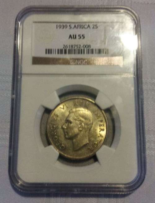 1939 SA 2 Shilling NGC AU55 ** HIGH CAT VALUE UNC***