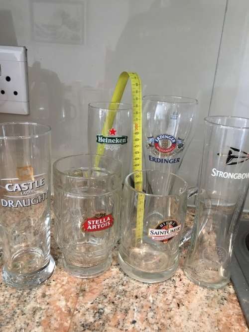 PINT Beer glasses from my travels around the world - BARGAIN 6 for R1