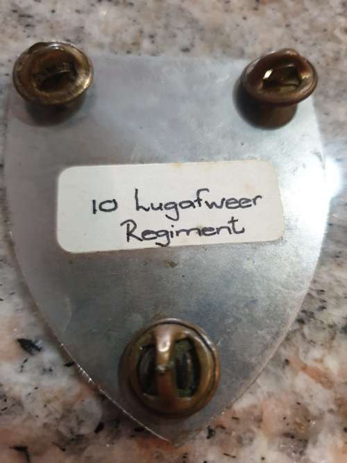 SADF 10 Anti-Aircraft Regiment shoulder flash - PINS in tact (slight scuff on front)