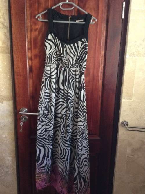 Zebra Print Chiffon Maxi Dress - Small