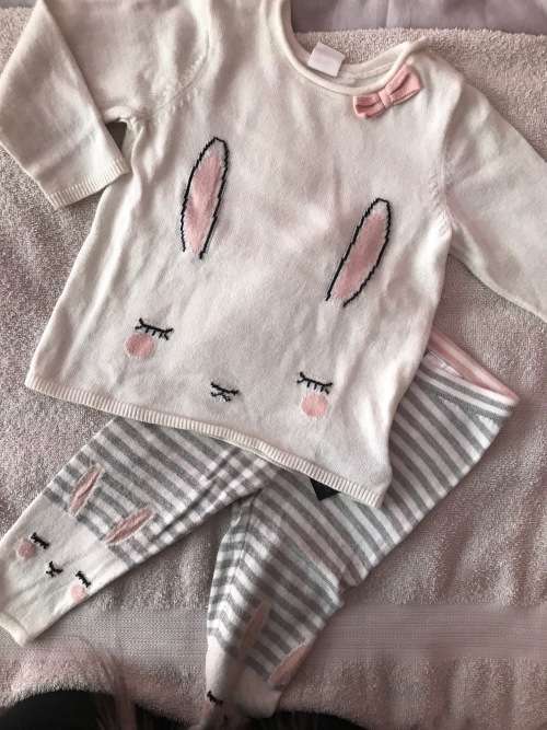H&M Bunny Jersey Set (6-9months)