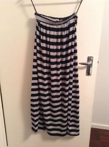 Black and grey striped maxi skirt - small