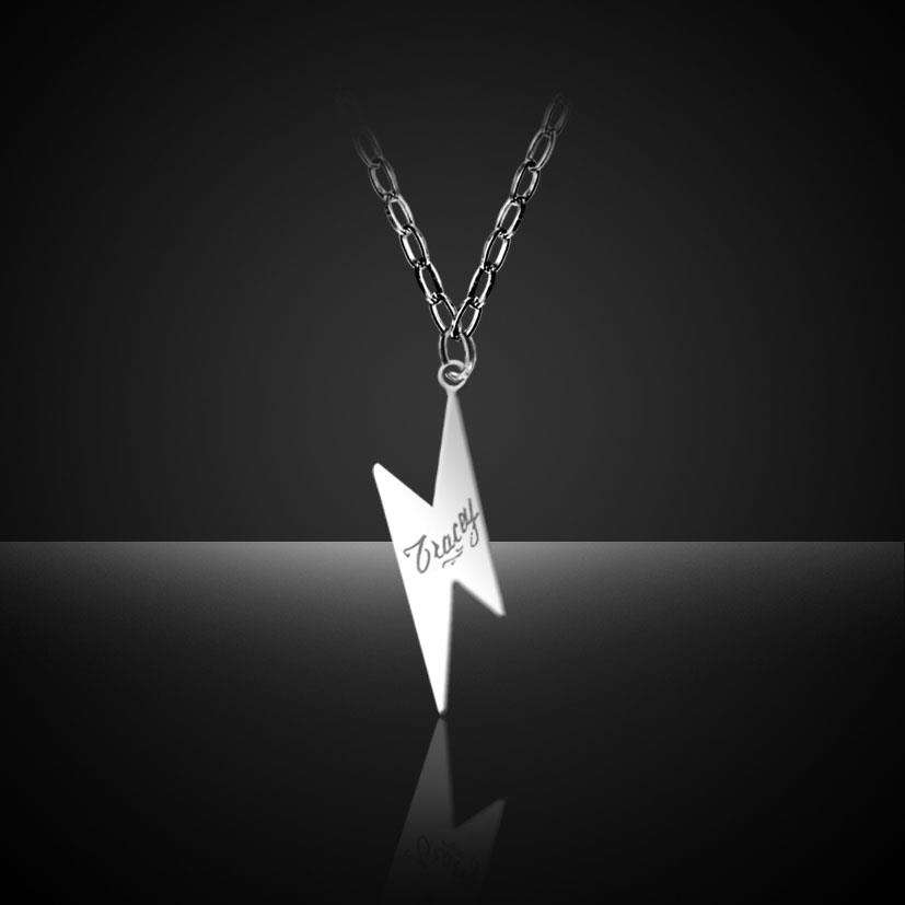 Stainless Steel Lightning Bolt Pendant with *** FREE ENGRAVING ***
