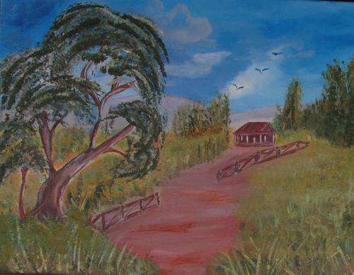 Original Art by Zelda    "Cottage in the mountains"