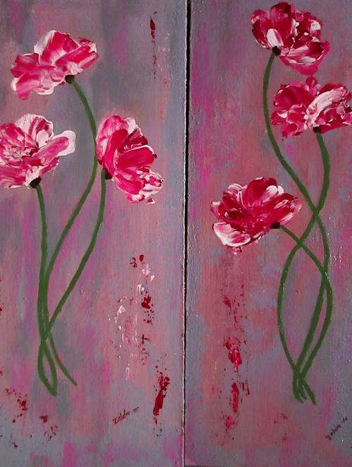 Original art by ZeldaZ     "Set of abstract poppies "    430 mm x 200 mm