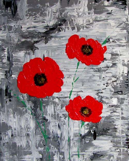 Original Art by ZeldaZ (2013-)   -  "Abstract poppies "   -  " 370 mm  x 510 mm"