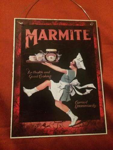 Old Marmite Sign on Steel Plate
