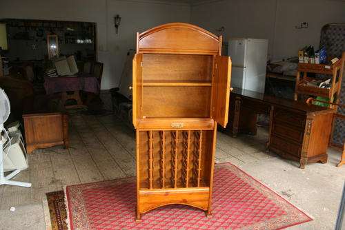 Oregan Pine Drinks Cabinet with Wine Rack