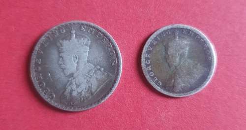India Half Rupee and Quarter Rupee silver coin lot - 91.7% Silver