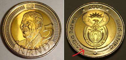 ERROR COIN - 2008 MANDELA BIRTHDAY R5 COIN UNC AND UNTOUCHED BY ANY BANKER MINT CONDITION