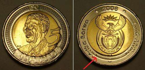 ERROR COIN - 2008 MANDELA BIRTHDAY R5 COIN UNC AND UNTOUCHED BY ANY BANKER MINT CONDITION