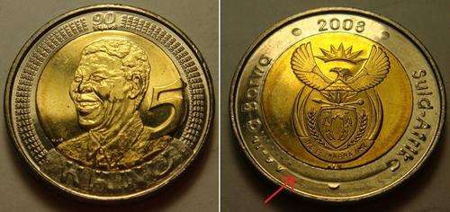 ERROR COIN - 2008 MANDELA BIRTHDAY R5 COIN UNC AND UNTOUCHED BY ANY BANKER MINT CONDITION