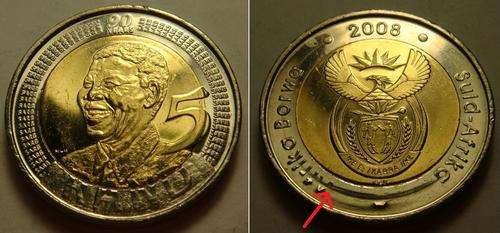ERROR COIN - 2008 MANDELA BIRTHDAY R5 COIN UNC AND UNTOUCHED BY ANY BANKER MINT CONDITION