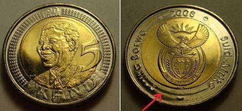 ERROR COIN - 2008 MANDELA BIRTHDAY R5 COIN UNC AND UNTOUCHED BY ANY BANKER MINT CONDITION