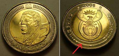 ERROR COIN - 2008 MANDELA BIRTHDAY R5 COIN UNC AND UNTOUCHED BY ANY BANKER MINT CONDITION