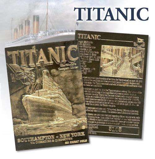 TITANIC 1912 WORLD'S LARGEST OCEAN LINER 23KT GOLD CARD