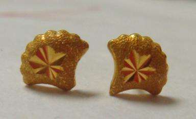 SOLID 24K PURE GOLD GENUINE EARRINGS (Mass: 0.896 gram)