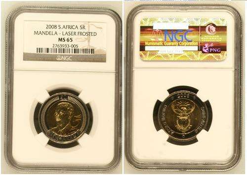 Laser Frosted MS65 : Mandela 2008 Birthday R5