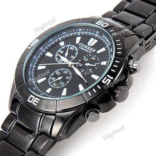 CURREN Stainless Steel Round Quartz Watch Analog Wrist Watch Wristwatch Timepiece w/ Sub-dials for